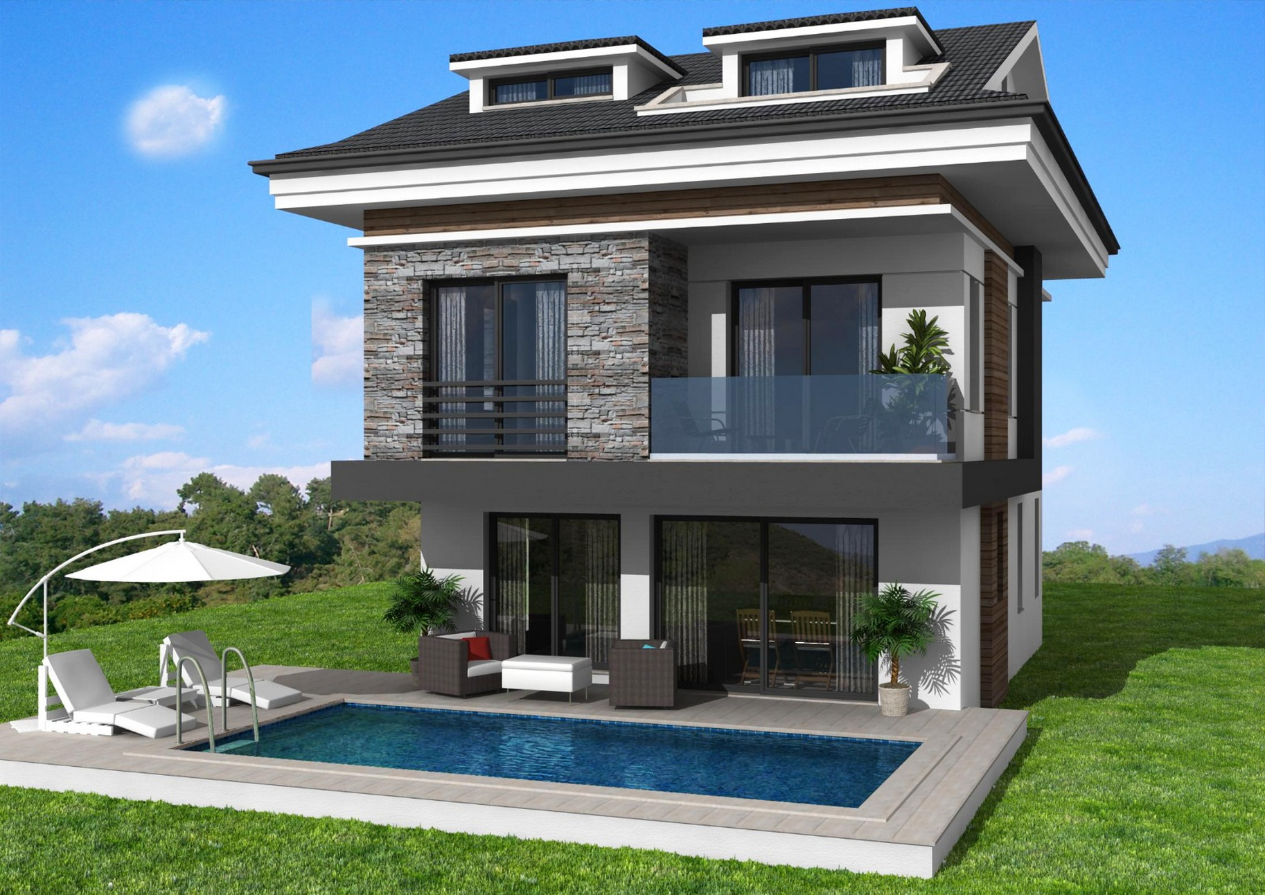 Off Plan 4 Bedroom Detached Fethiye Villa with Private Pool Very Close to the all Amenities