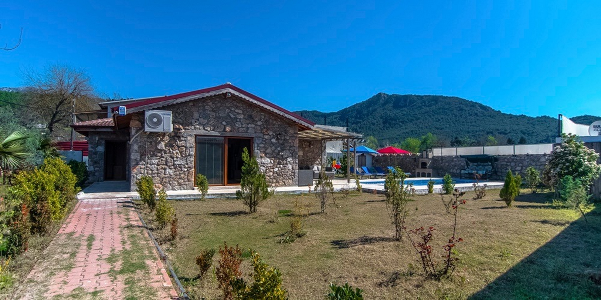 Traditional Kayakoy Stone Houses with Large Garden and Pool
